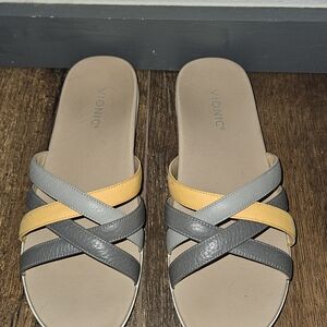 Vionic Women's Sandals in Gray and Yellow